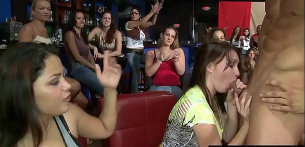  Partying CFNM babes sucking off huge dick